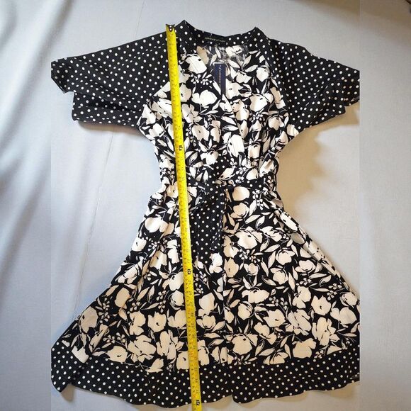 Adrienne Vittadini NWT Dress Small Black White Polka Dot Floral Pinup Rockabilly - Picture 8 of 9